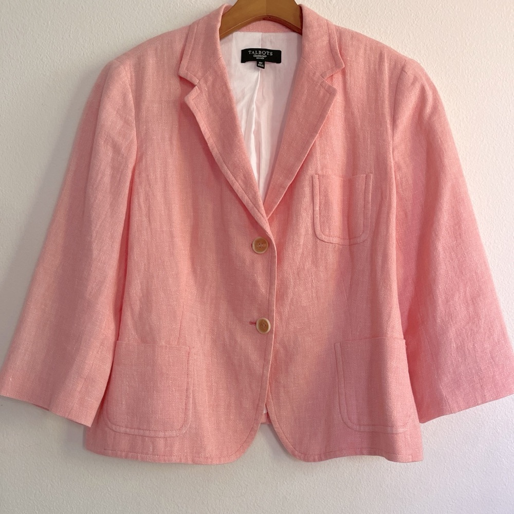 Talbots Pink Linen Blend Blazer